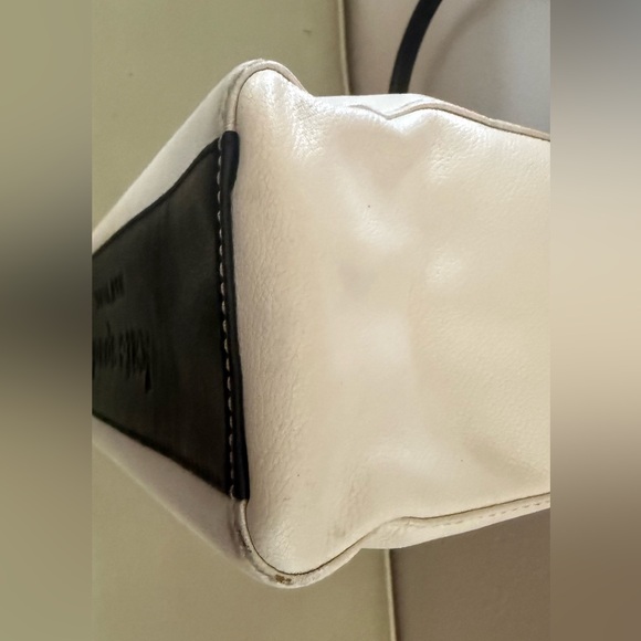 Kate Spade Black and Cream Leather Satchel Purse with Bow Accent - Picture 13 of 16